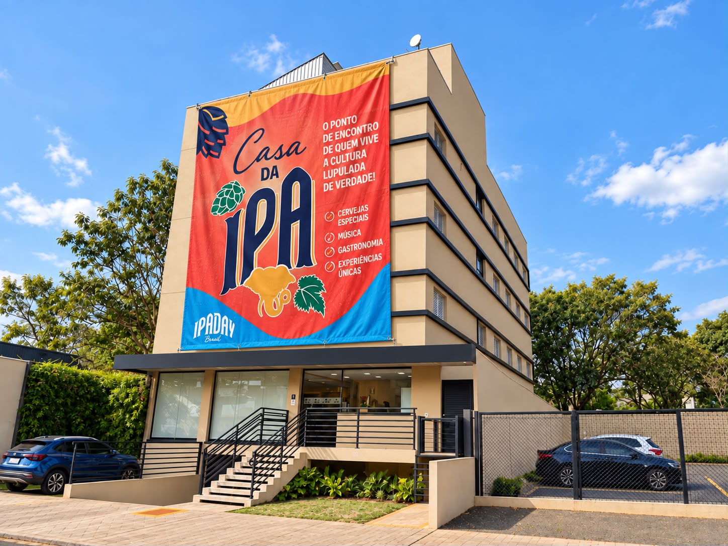 Fachada da Casa da IPA, hotel oficial do IPA Day Brasil